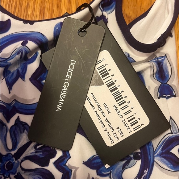 Dolce & Gabbana Kids Floral Blue and White Bodysuit - Picture 2 of 2